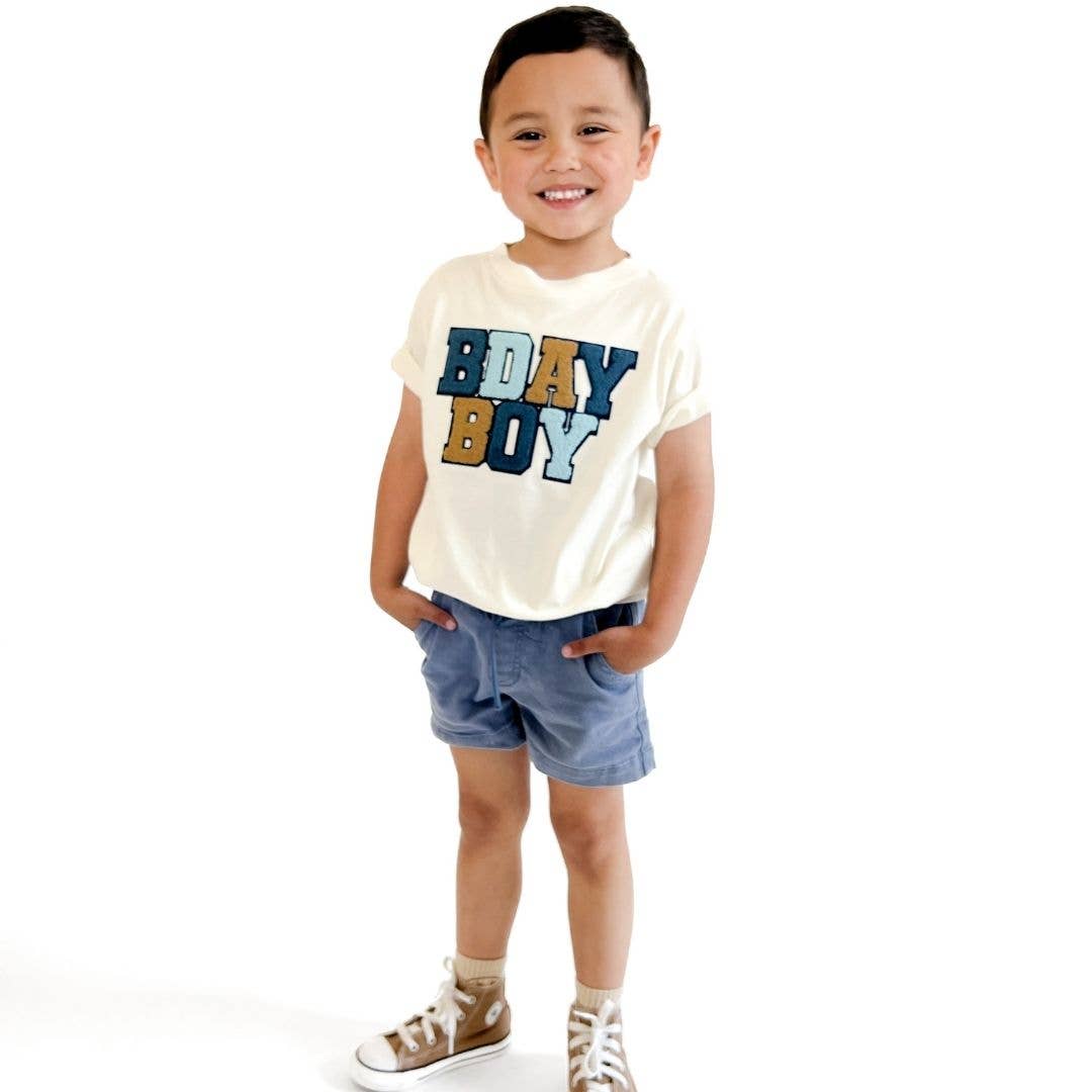 Sweet Wink - Birthday Boy Patch Short Sleeve T-Shirt - Natural
