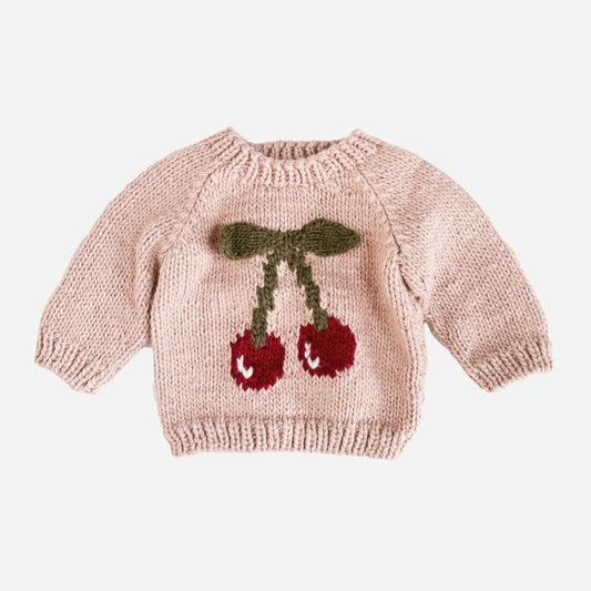The Blueberry Hill - Cherry Pullover Sweater Baby Kid Fall Winter Fruit Gift: Blush
