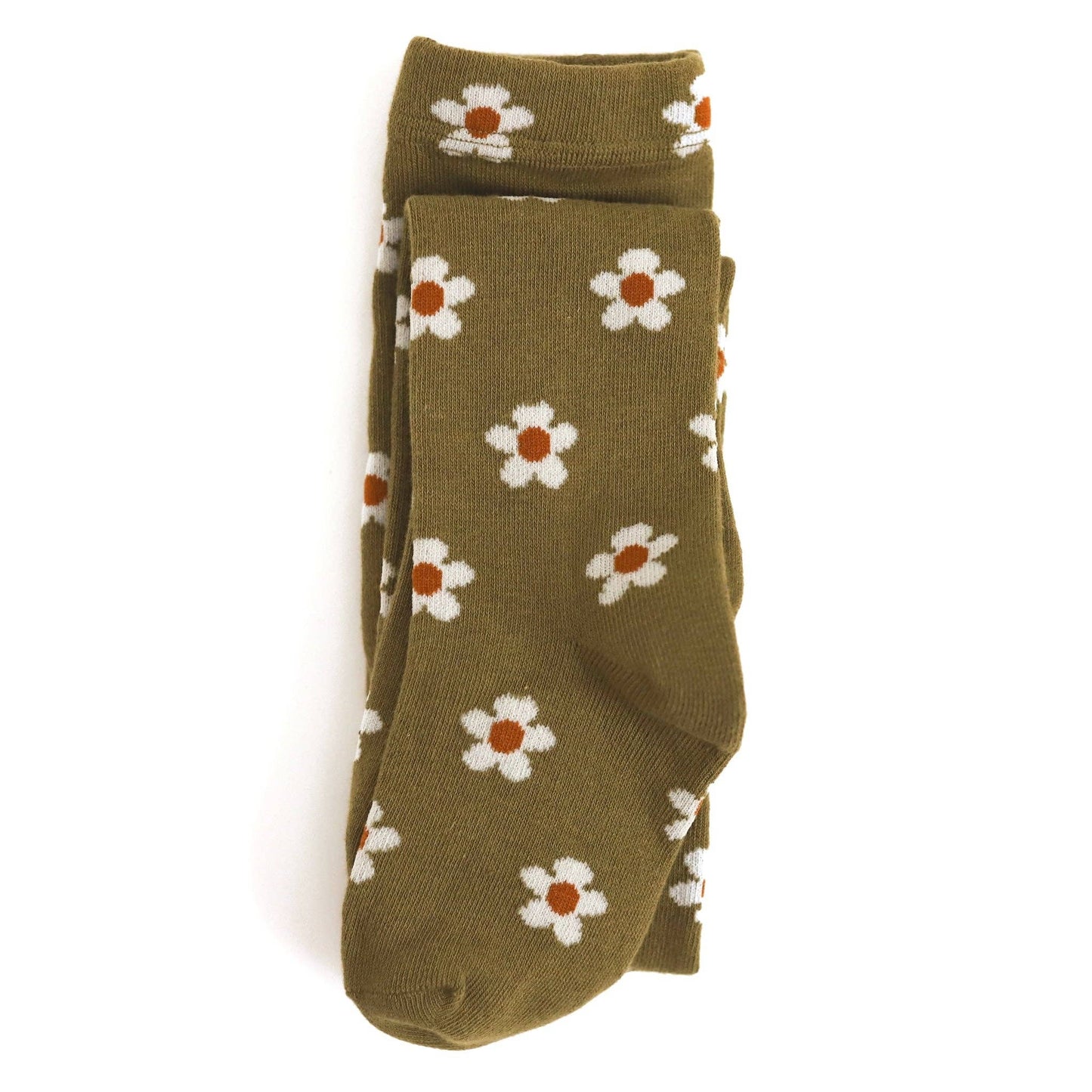 Little Stocking Co. - Olive Floral Knit Tights