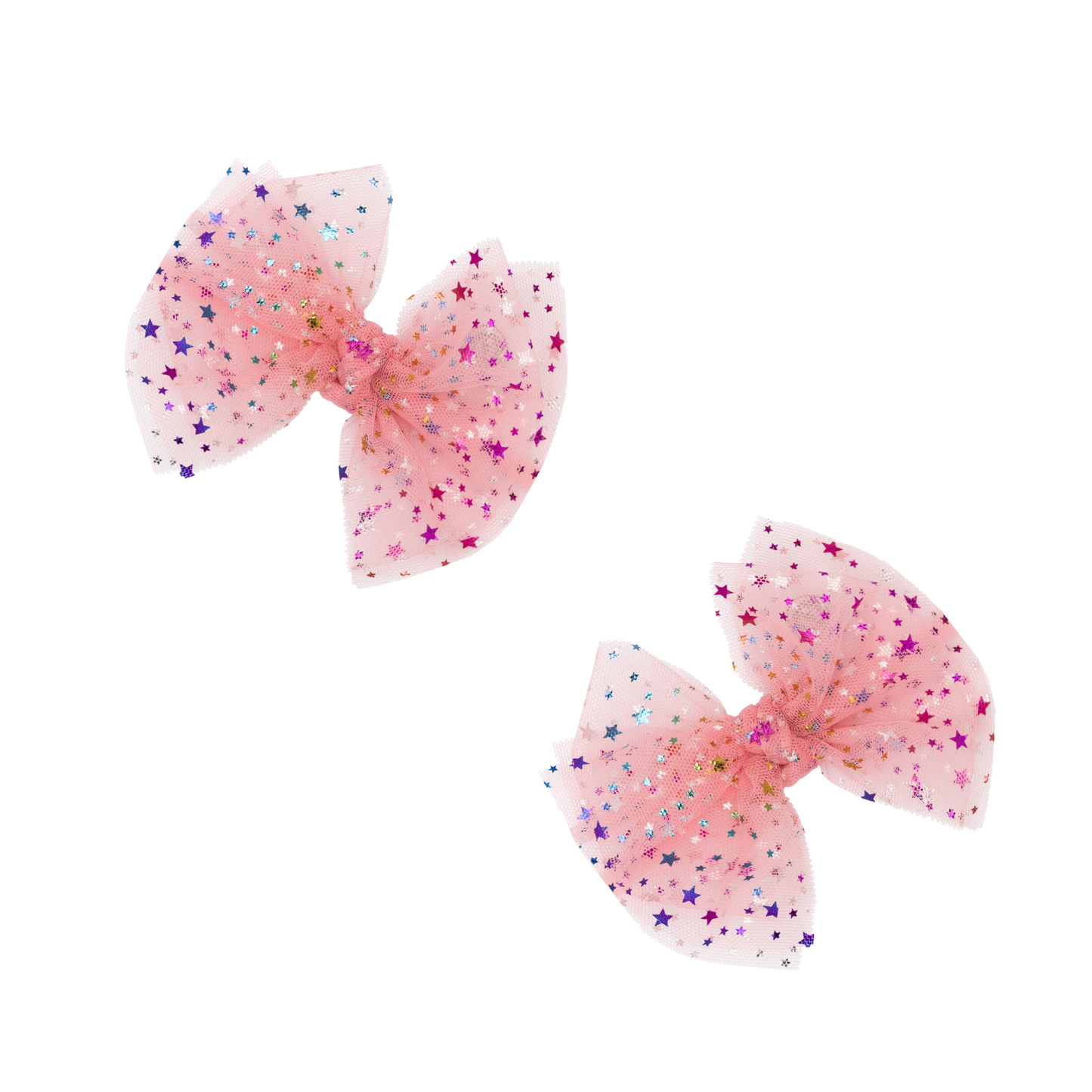 Baby Bling Bows - Baby Bling® 2-Pack Tulle Baby FAB® hair bow clips: Pink Multi Star