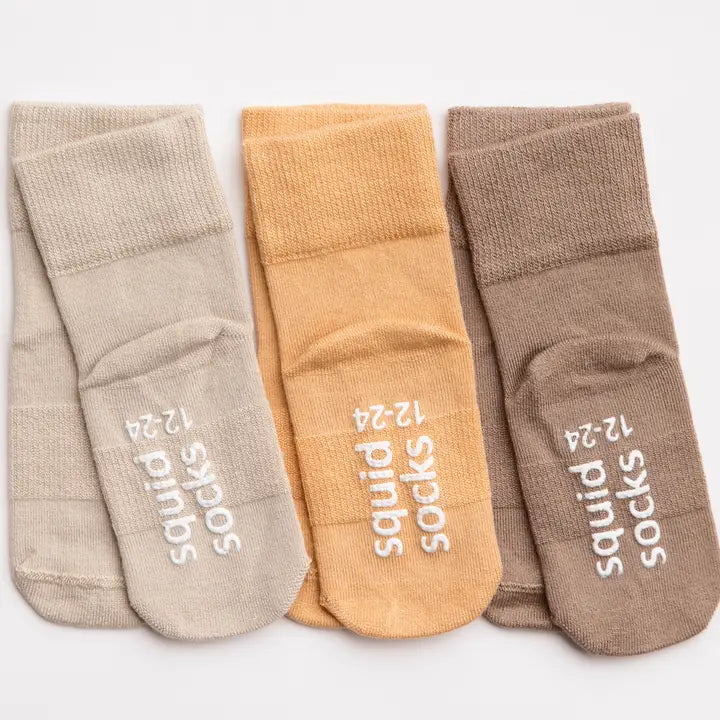 squid socks - Caramel - Toffee, Butterscotch, Coffee Non-Slip Baby Socks