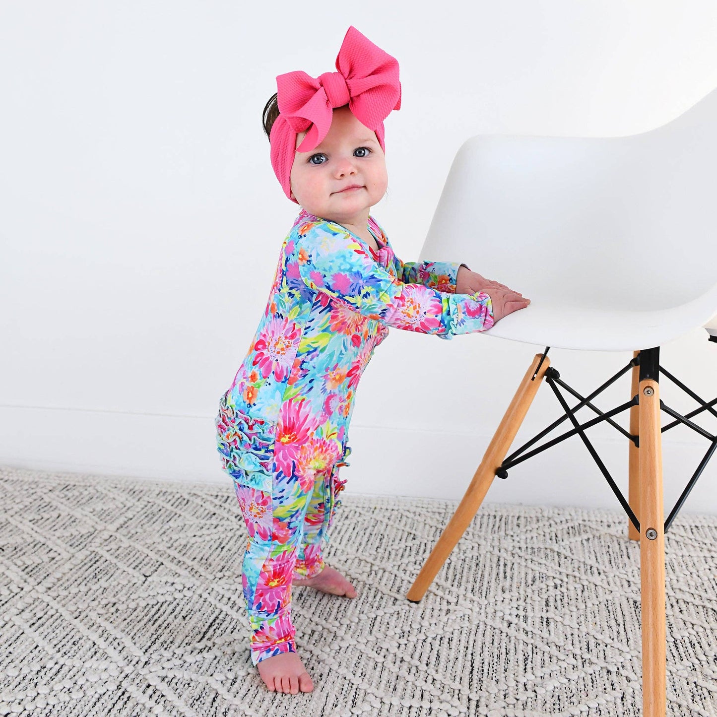 Gigi and Max - Bianca RUFFLE ZIP Bamboo Floral Sleepies Little
