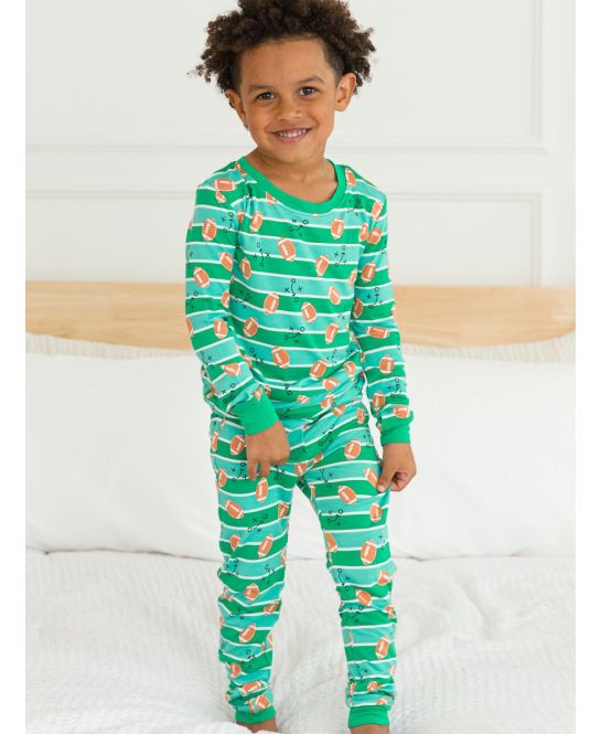 RuffleButts + RuggedButts - Long Sleeve Pajama Set - Tackles & Touchdowns