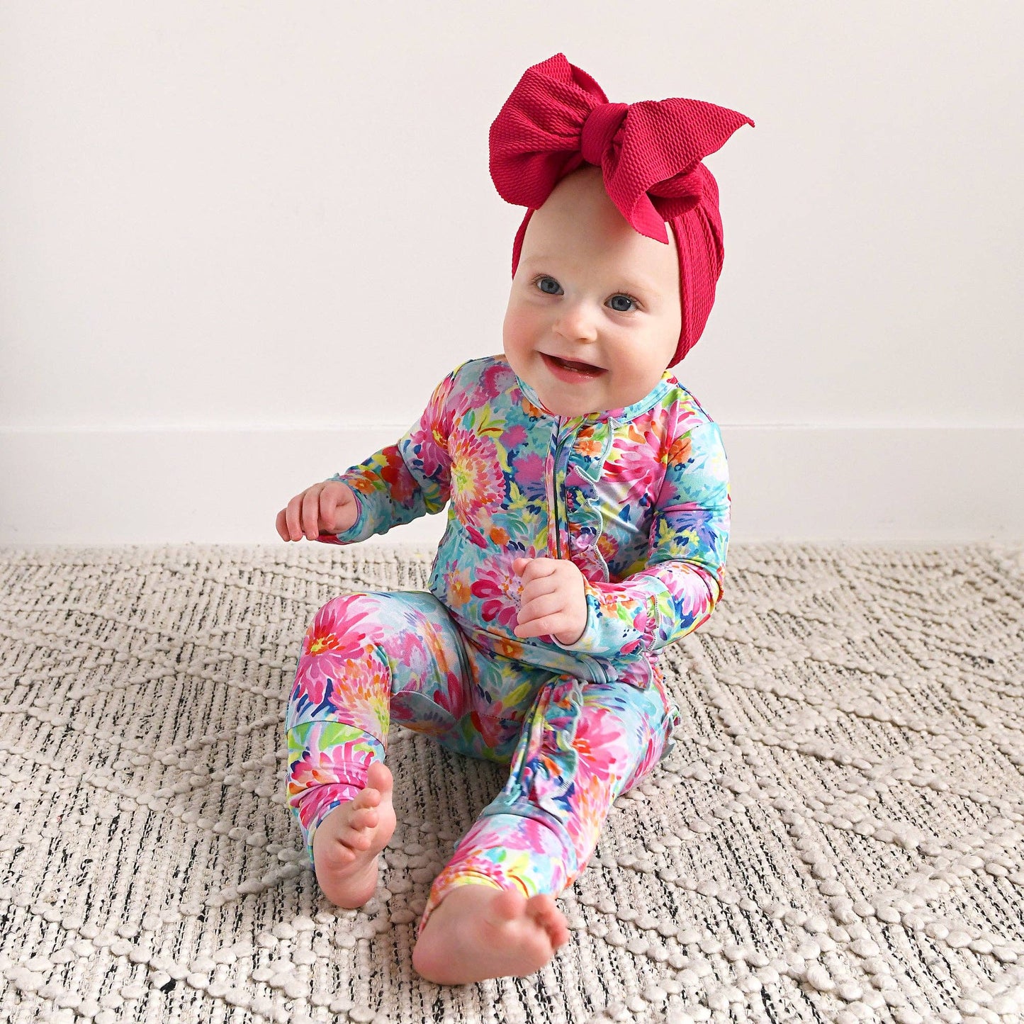 Gigi and Max - Bianca RUFFLE ZIP Bamboo Floral Sleepies Little