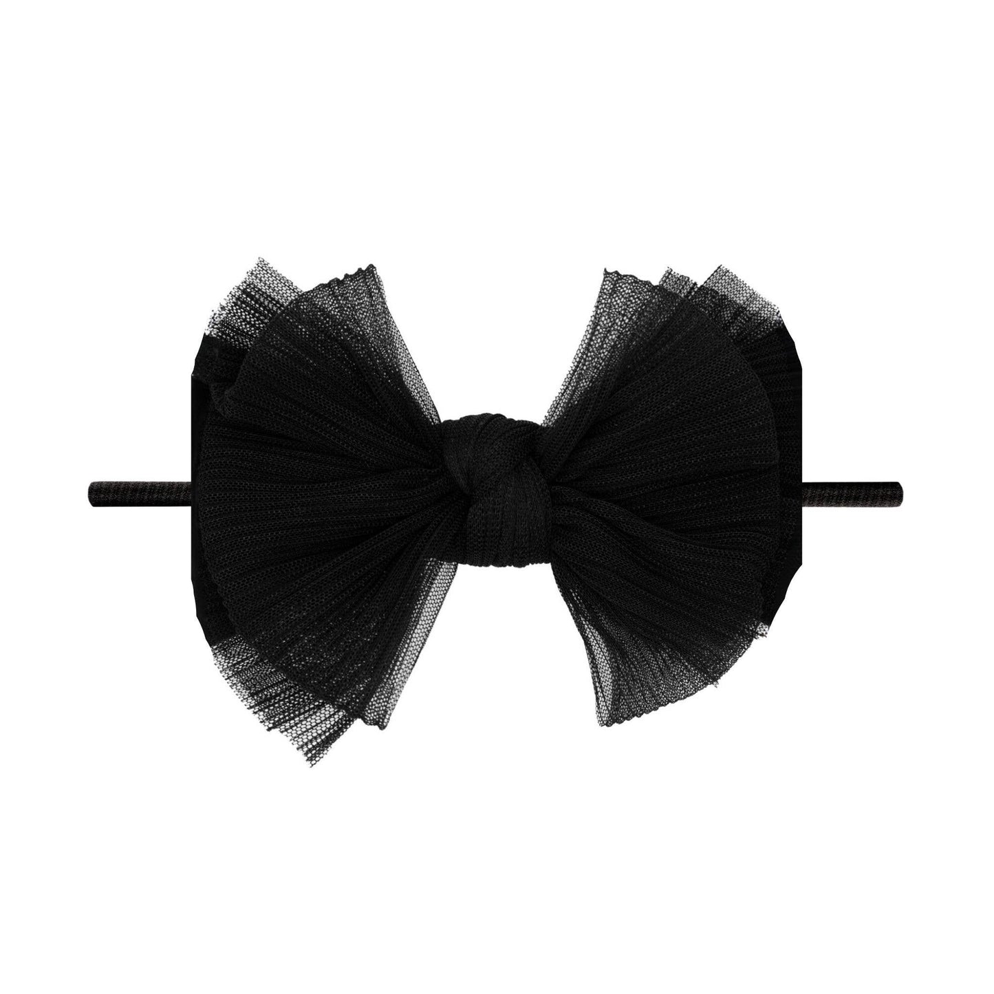 Baby Bling Bows - Baby Bling® Tulle FAB® Skinny nylon headband with tulle bow: Pleated White