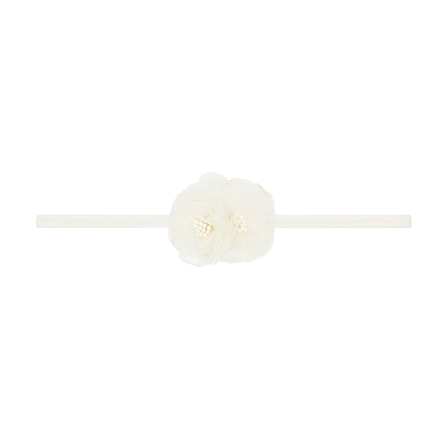 Baby Bling Bows - Baby Bling® Flower Skinny soft nylon headband: Magnolia Ivory
