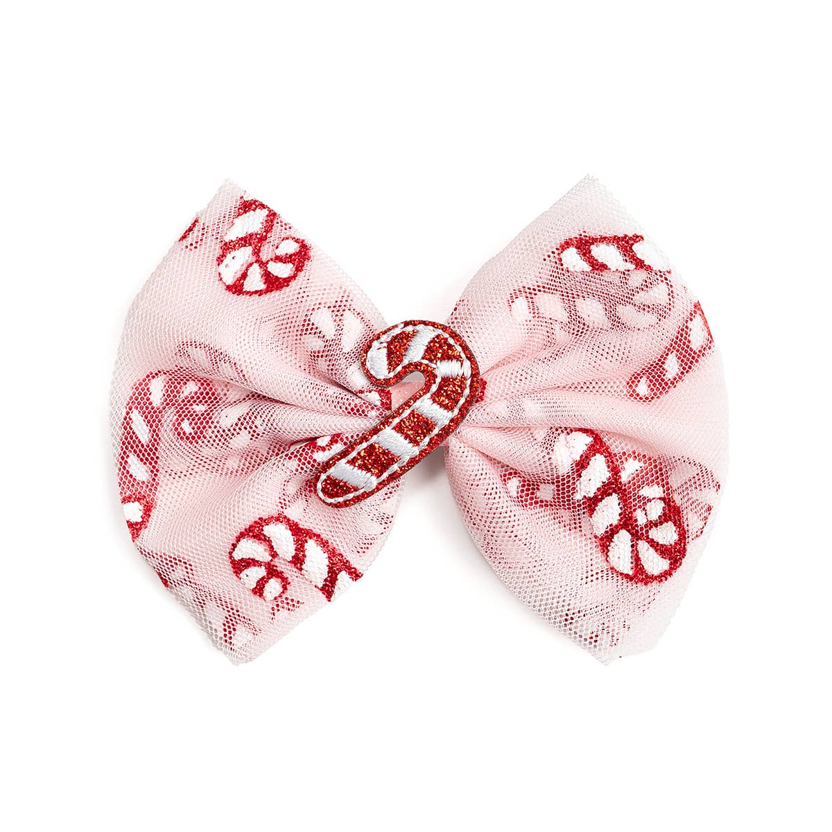 Sweet Wink - Candy Cane Confetti Christmas Tulle Bow Clip - Hair Bows