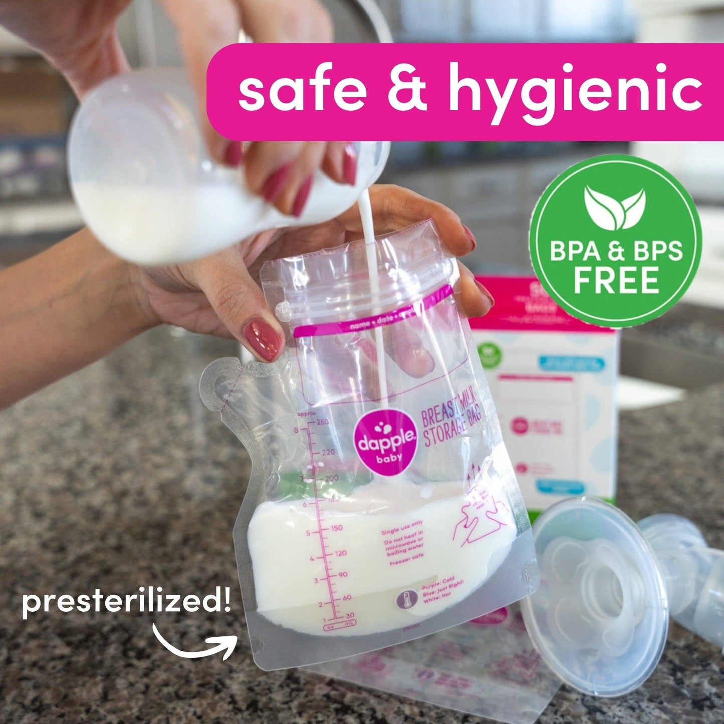 Dapple Baby - Breast Milk Storage Easy Pour Bags, 50ct