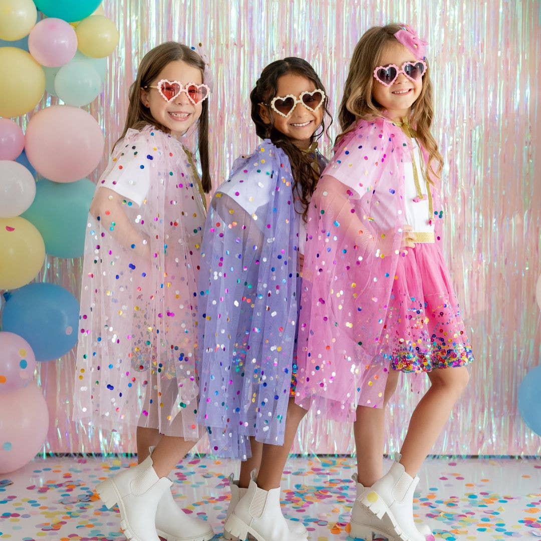 Sweet Wink - Pink Confetti Cape - Kids Dress Up Cape