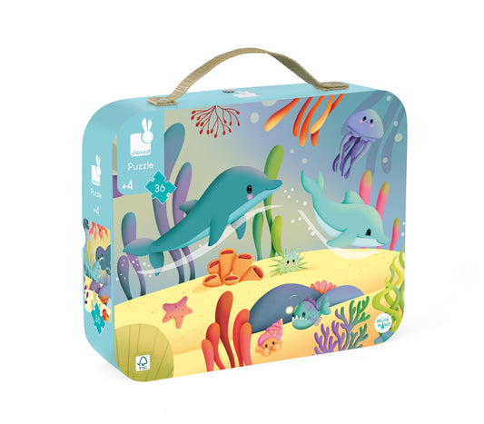 Janod - Marine Life Suitcase Puzzle - 36 Pieces