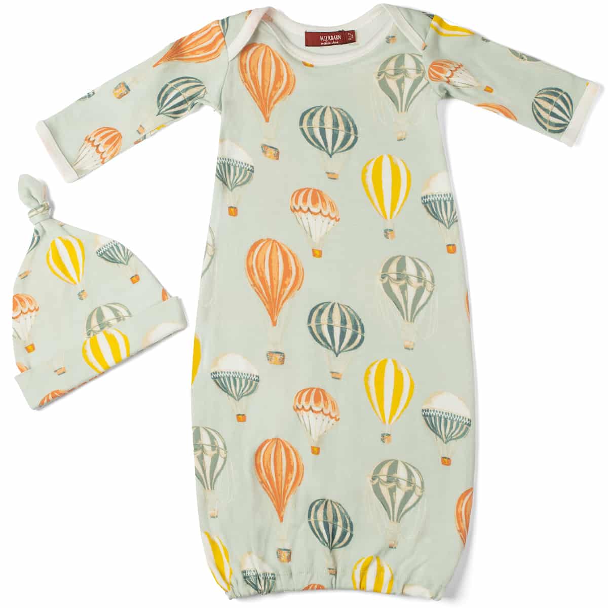 Milkbarn - Organic Newborn Gown & Hat Set | Vintage Balloons