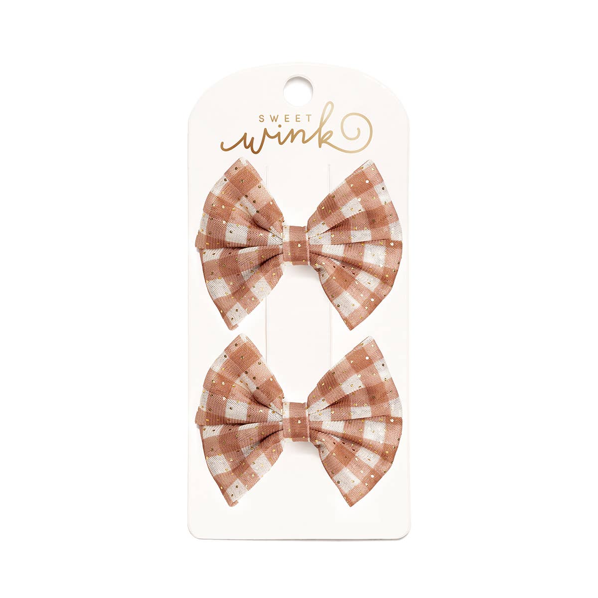 Sweet Wink - Gingham Printed Tulle Bow Clip Set - Hair Bows
