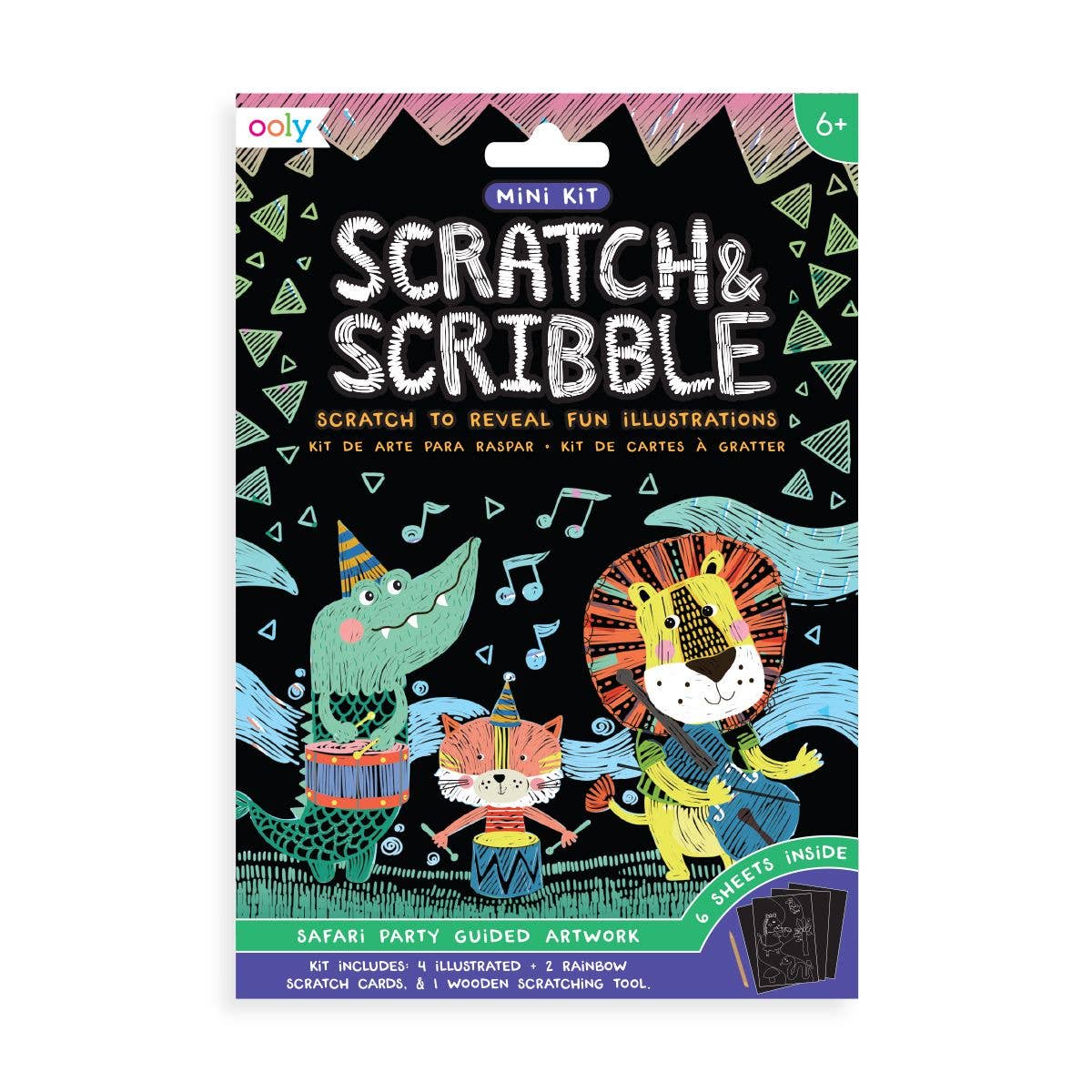 OOLY - Mini Scratch & Scribble Art Kit: Safari Party