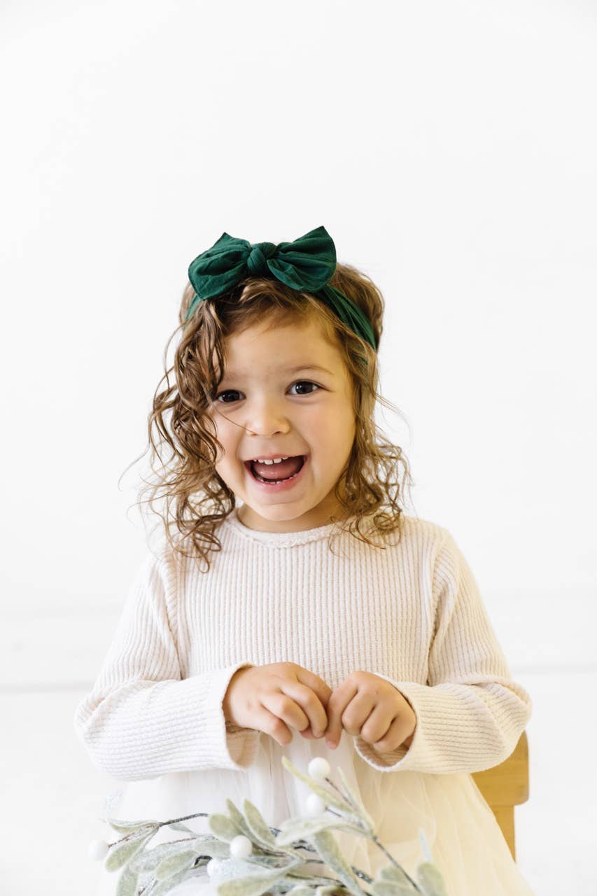 Baby Bling Bows - Forest Green - THE KNOT Soft nylon headband