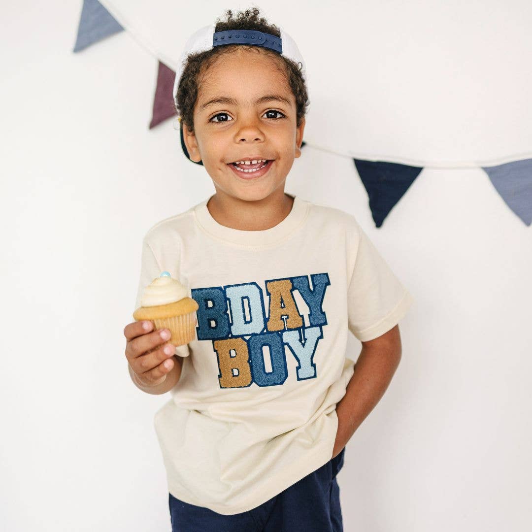 Sweet Wink - Birthday Boy Patch Short Sleeve T-Shirt - Natural