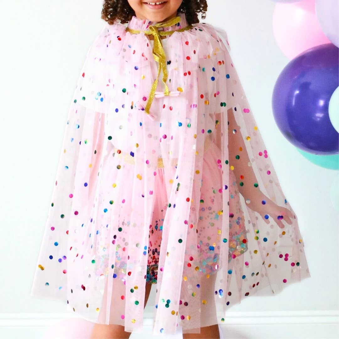 Sweet Wink - Pink Confetti Cape - Kids Dress Up Cape