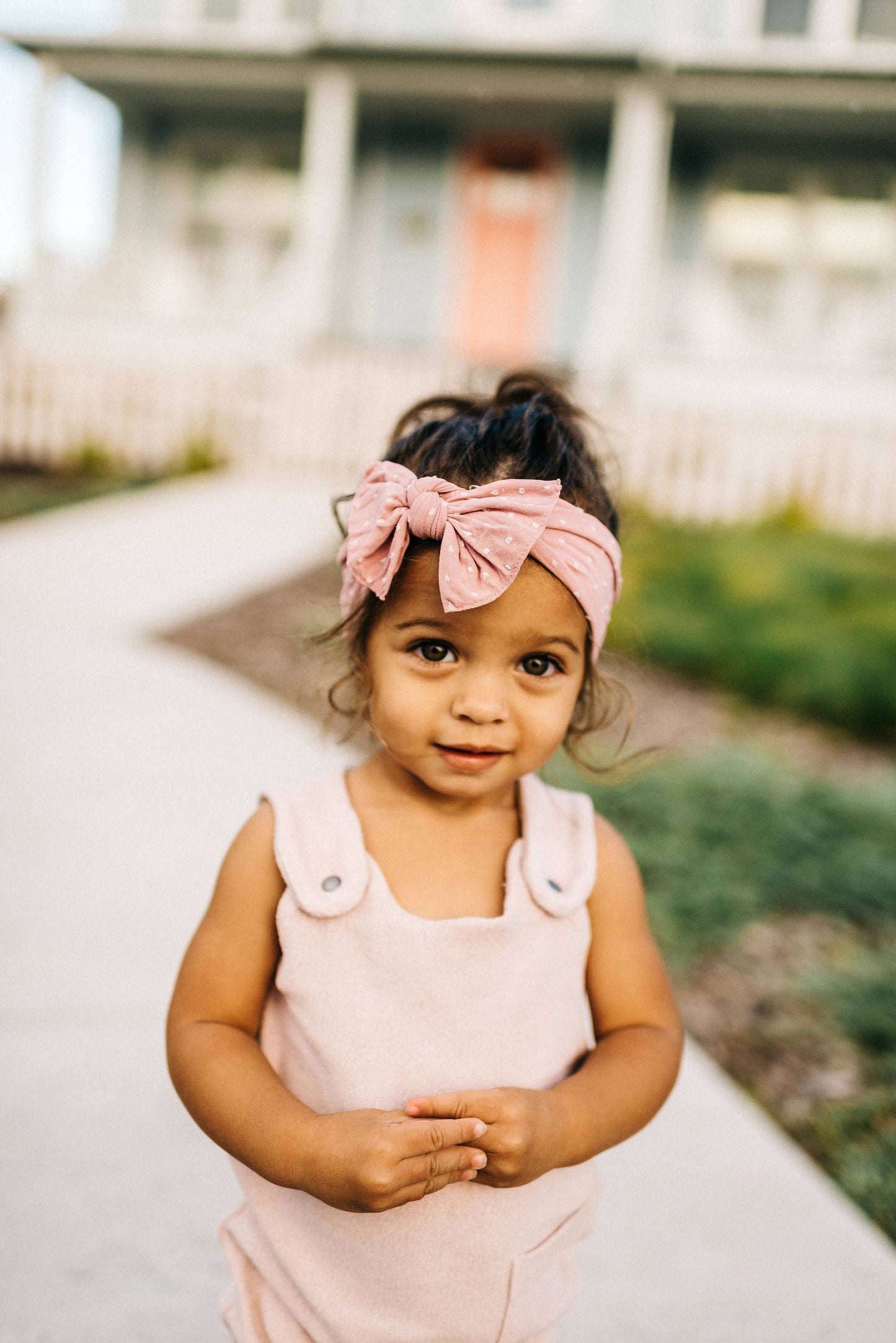 Baby Bling Bows - PATTERNED SHABBY KNOT: mauve dot