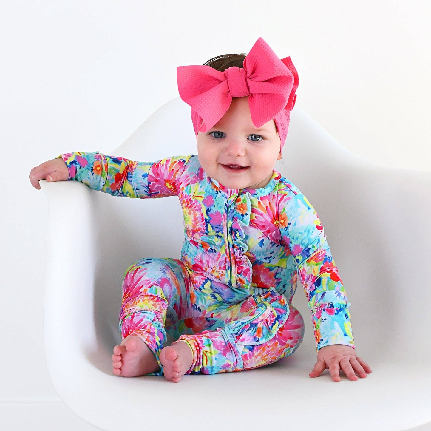 Gigi and Max - Bianca RUFFLE ZIP Bamboo Floral Sleepies Little