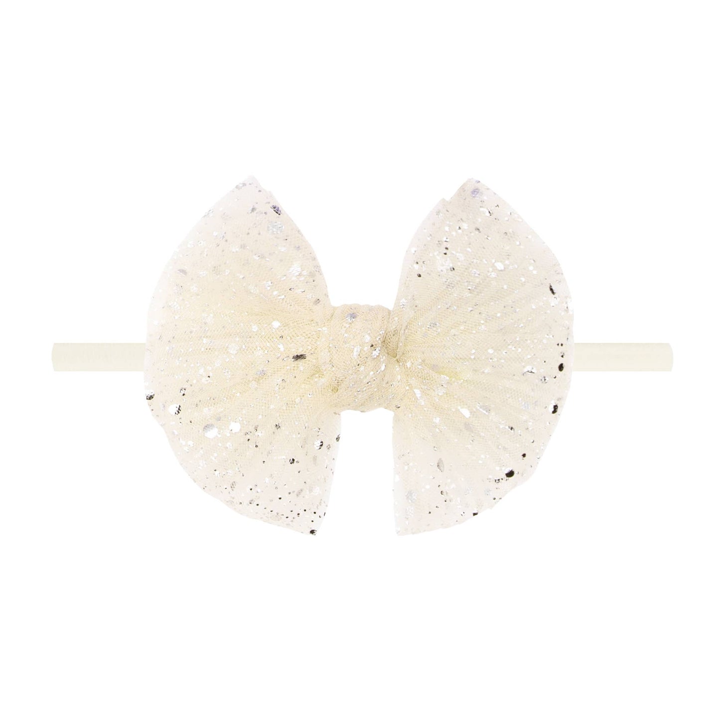 Baby Bling Bows - Baby Bling® Tulle FAB® Skinny nylon headband with tulle bow: Pleated White