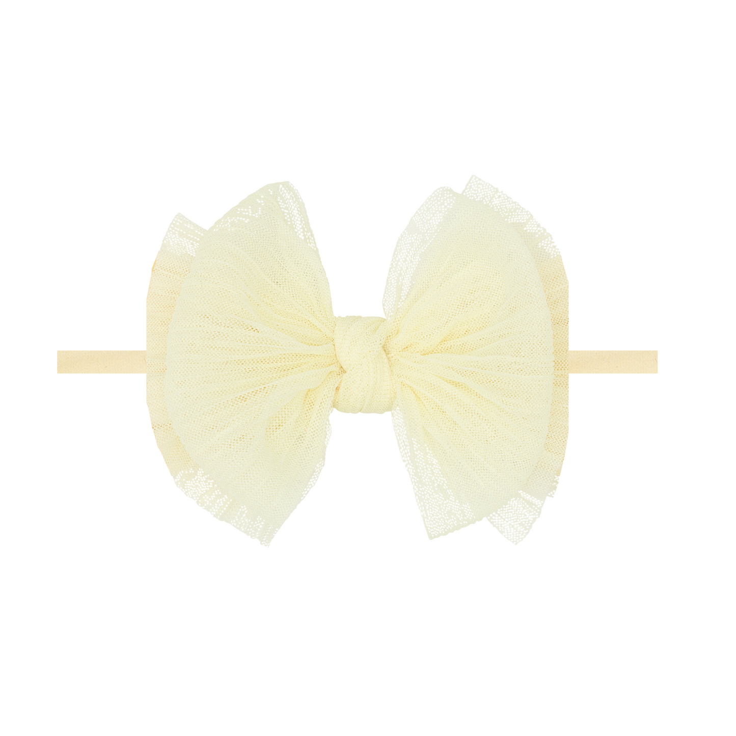 Baby Bling Bows - Baby Bling® Tulle FAB® Skinny nylon headband with tulle bow: Pleated White
