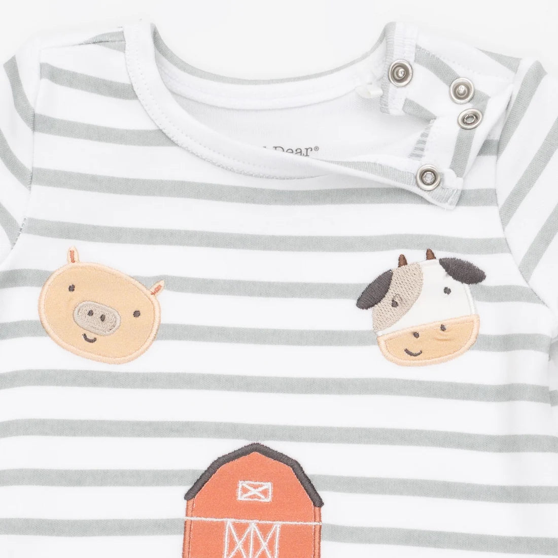 Angel Dear - Cows Blue Long Sleeve Snap Shoulder Romper