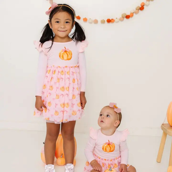 Sweet Wink - Coquette Pumpkin Long Sleeve Tutu Dress