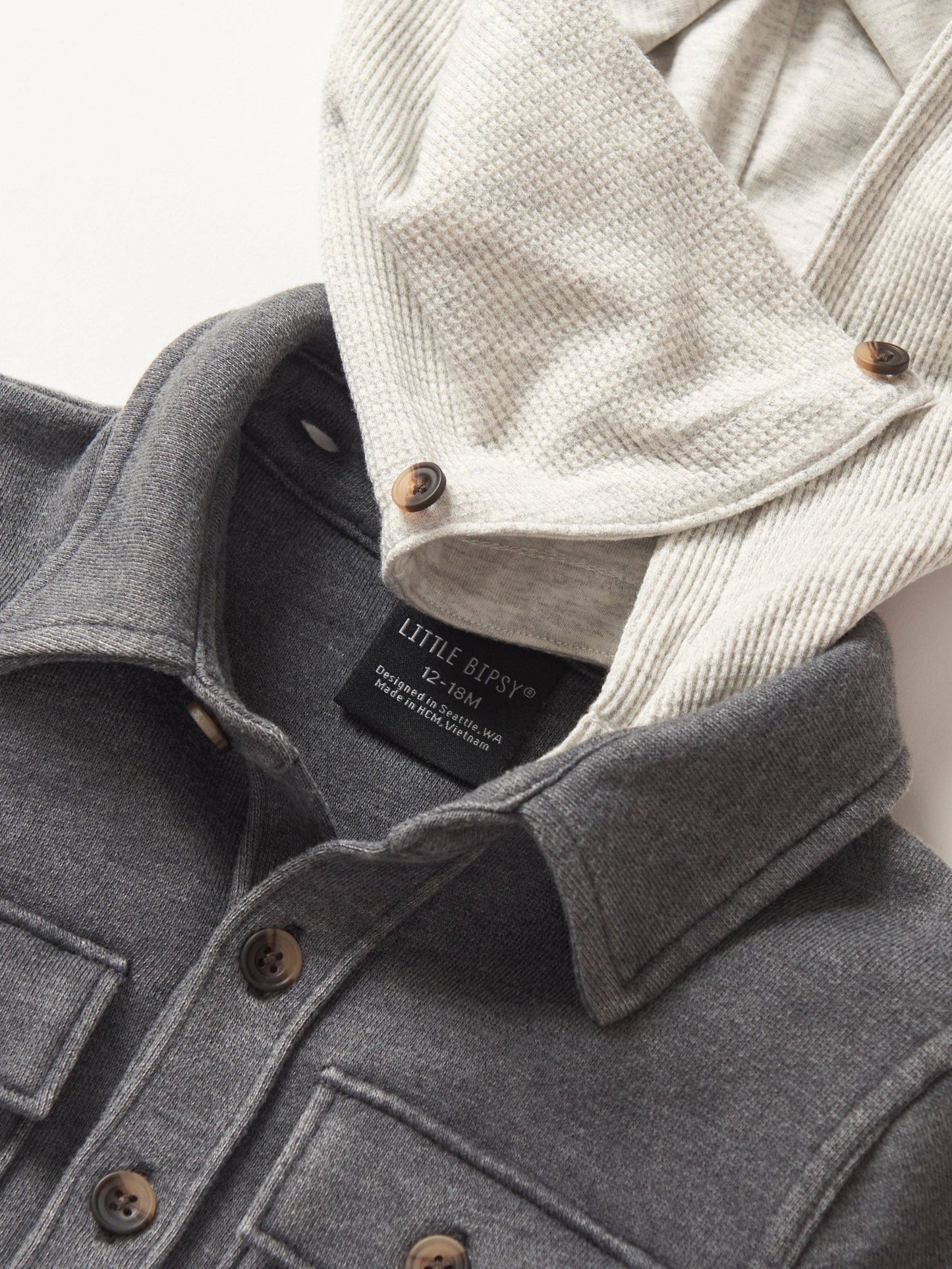 Little Bipsy - Lightweight Hooded Shacket - Charcoal Wash