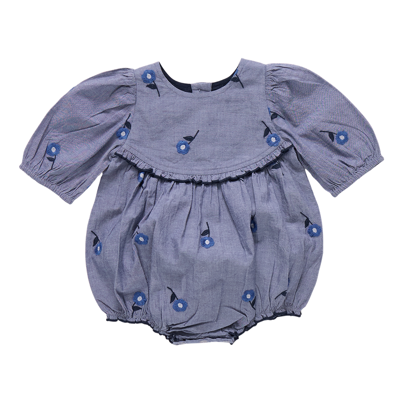 Pink Chicken - Rowan Bubble - Blue Blossom Embroidery