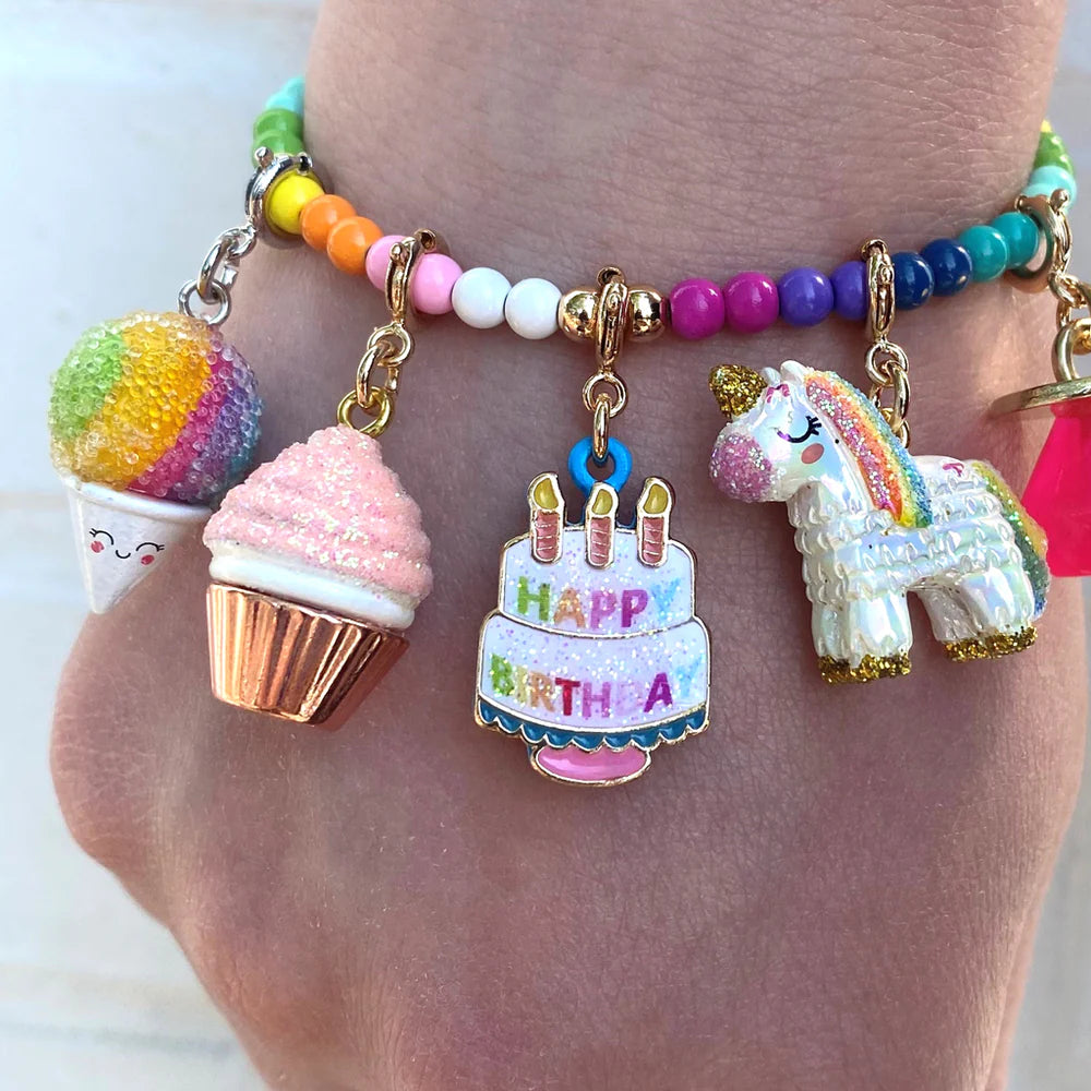 High IntenCity - Charm It! Gold Pink Glitter Cupcake Charm