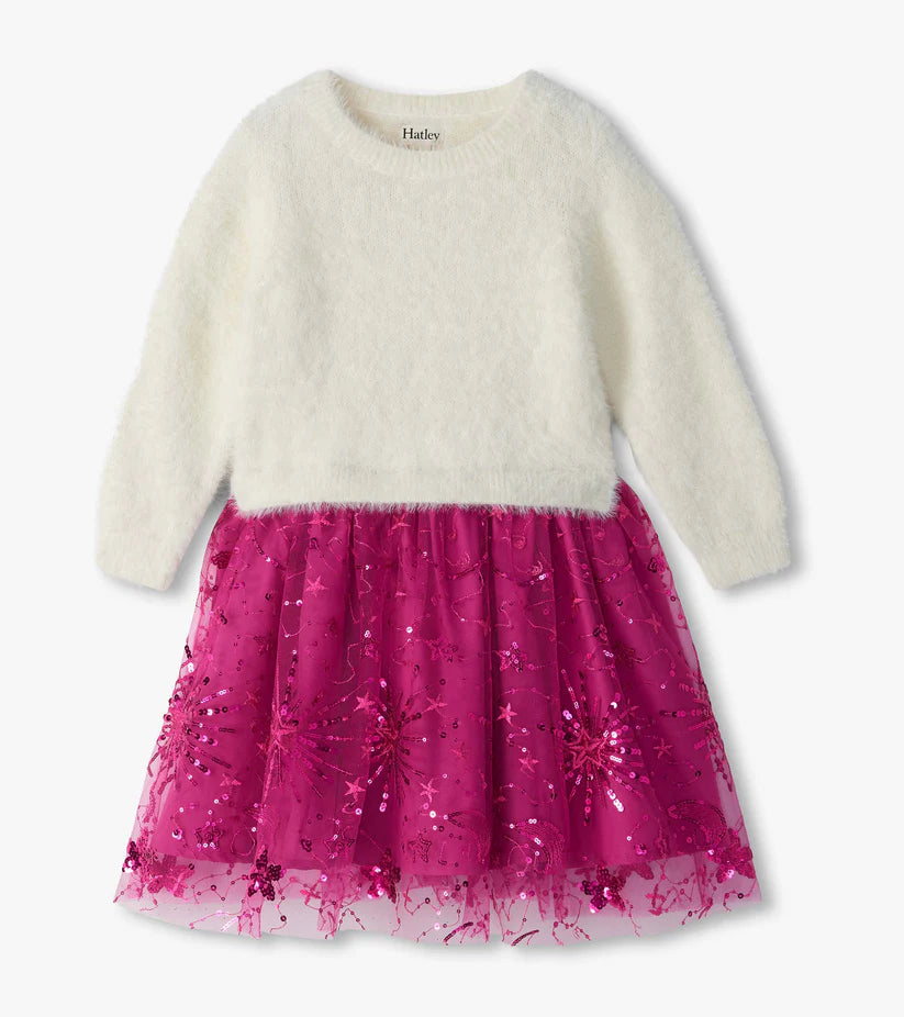 Hatley - Starburst Sequins Fuzzy Mixed Dress