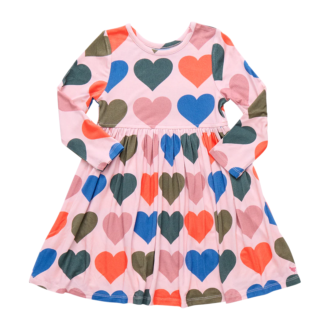 Pink Chicken - Bamboo Steph Dress - Pink Oversized Hearts