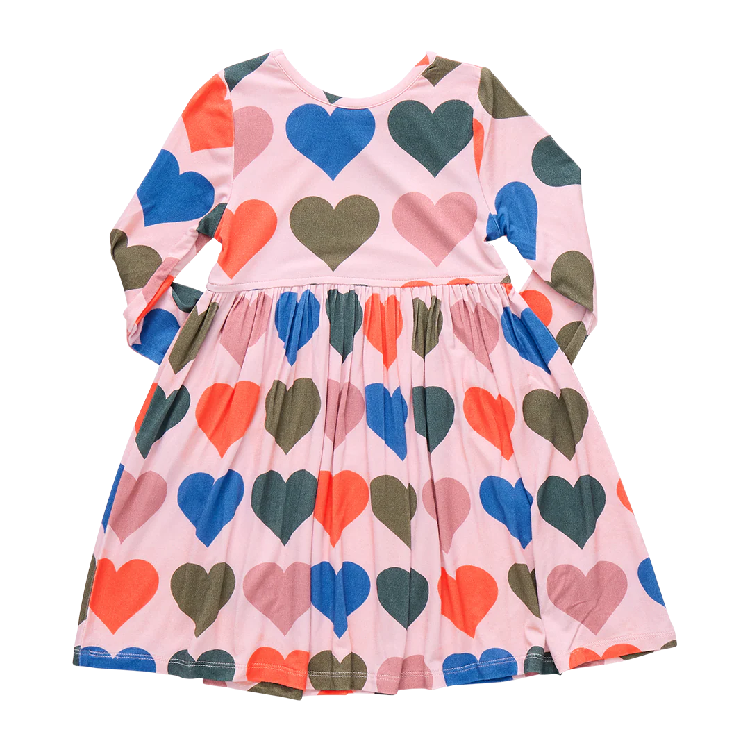 Pink Chicken - Bamboo Steph Dress - Pink Oversized Hearts