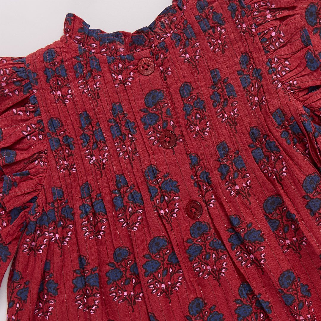 Pink Chicken - Red Autumn Strawflower | Baby Girl Jaipur Dress Set