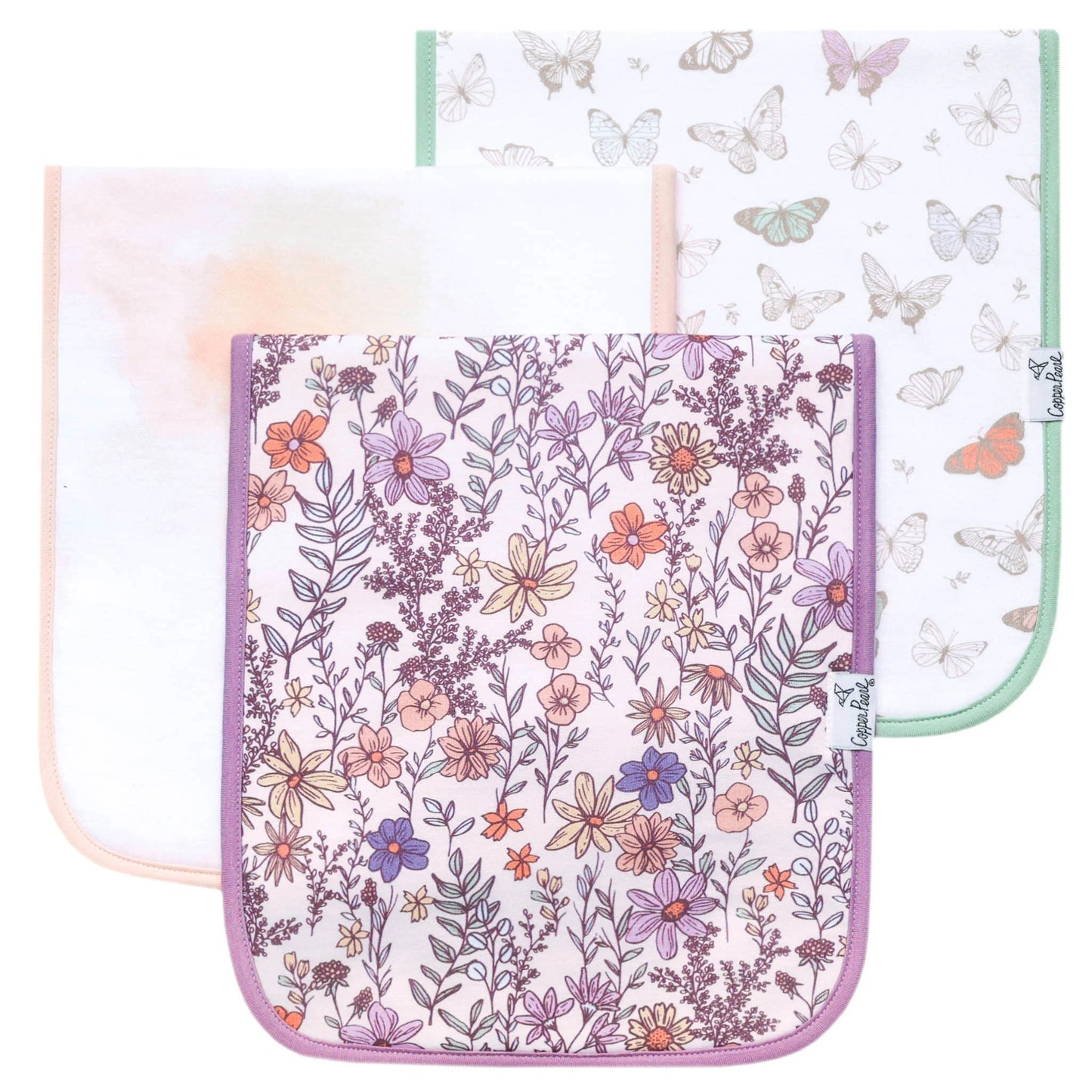Copper Pearl - Flora Burp Cloth Set (3-Pack)