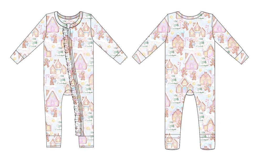Birdie Bean - Gingerbread Lane Ruffle Convertible Romper