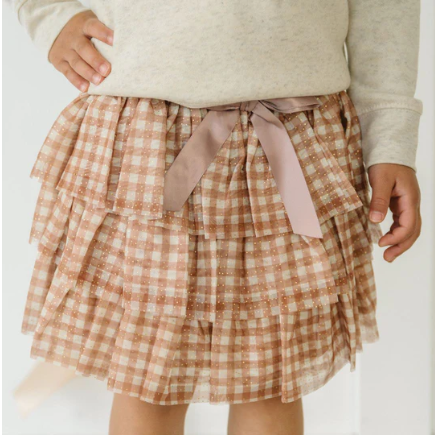 Sweet Wink - Gingham Printed Tulle Tiered Tutu