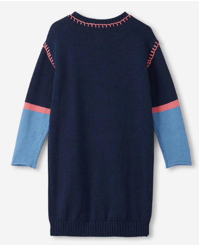 Hatley - Navy Flower Drop Shoulder Sweater Dress