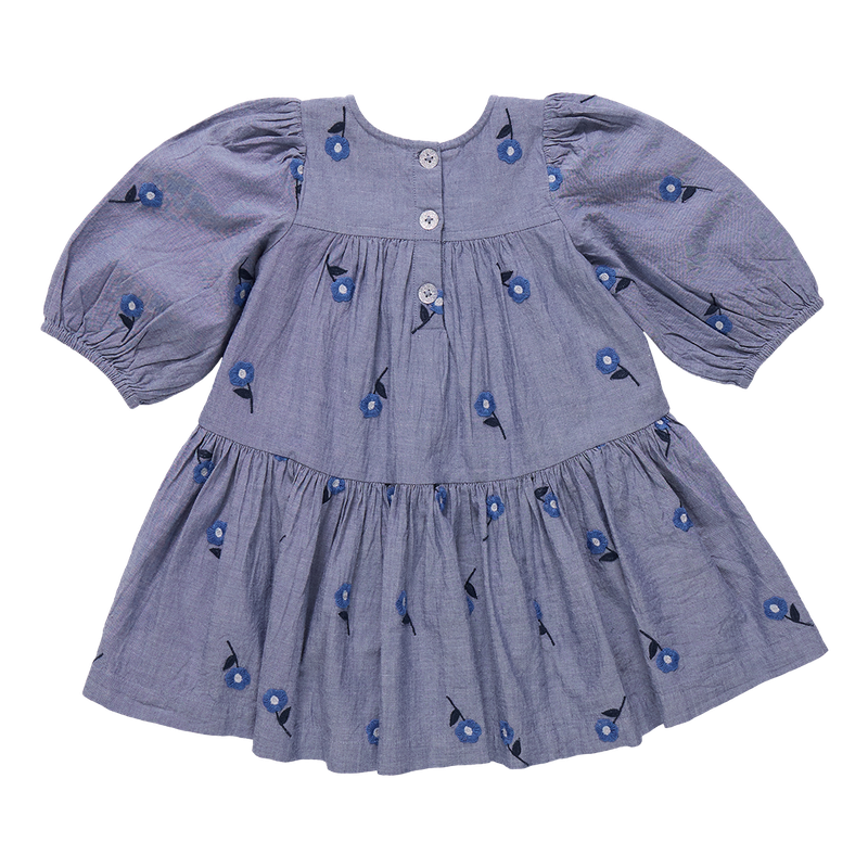 Pink Chicken - Fiona Dress - Blue Blossom Embroidery