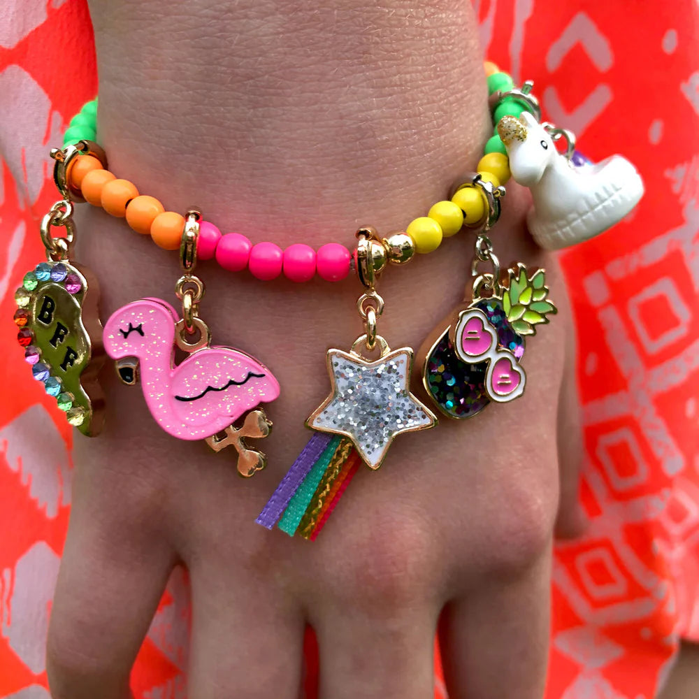 High IntenCity - Charm It! Gold Glitter Flamingo Charm