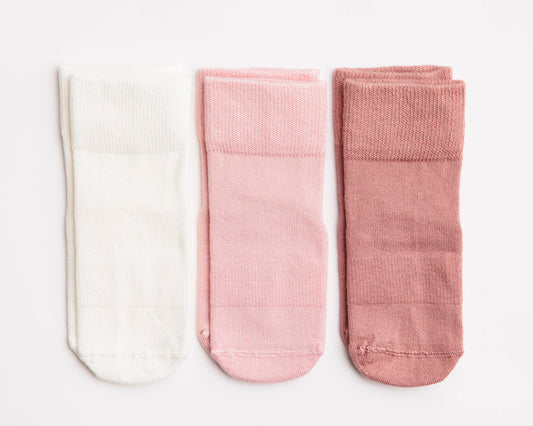 Squid Socks - Claire - Non-Slip Baby Socks in Ivory, Peony, Desert Rose
