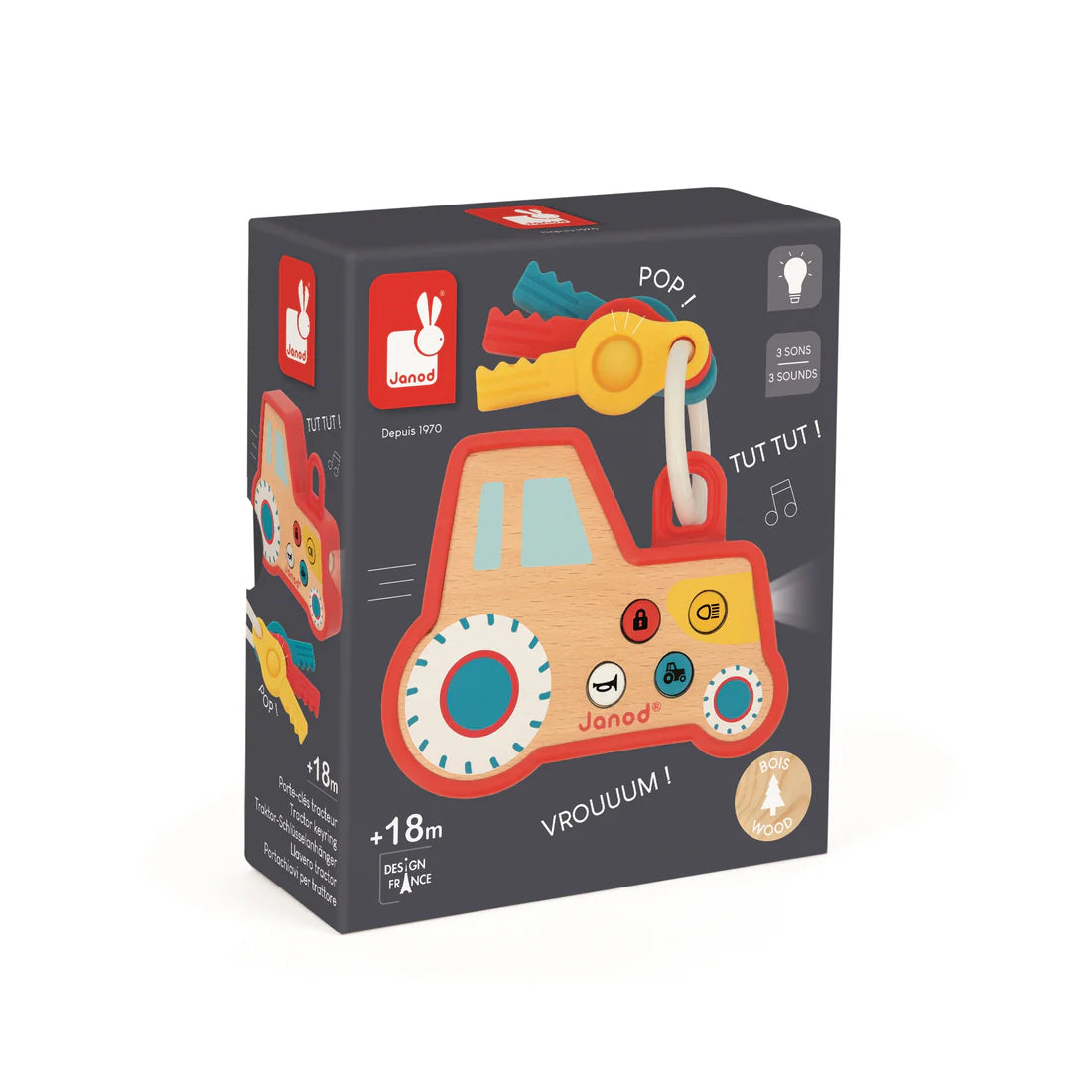 Janod - Farm Sounds & LED Tractor Key Ring