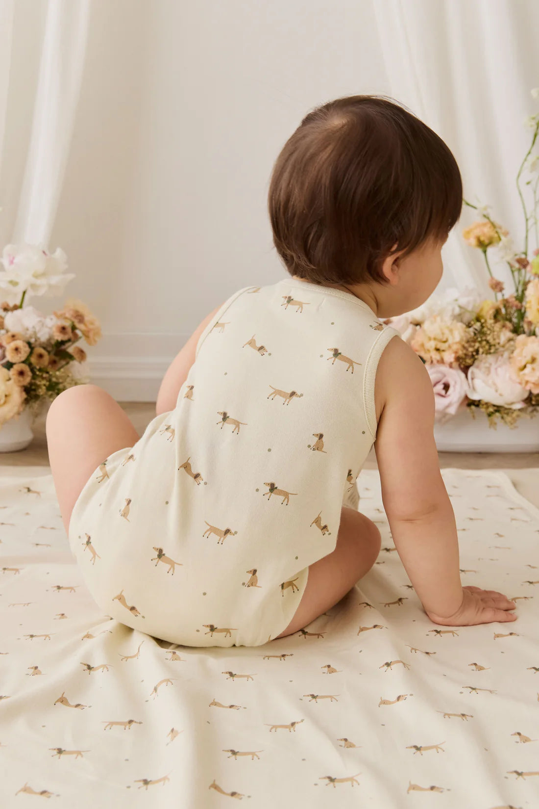Jamie Kay - Organic Cotton Archie Playsuit - Play Ball Cassava