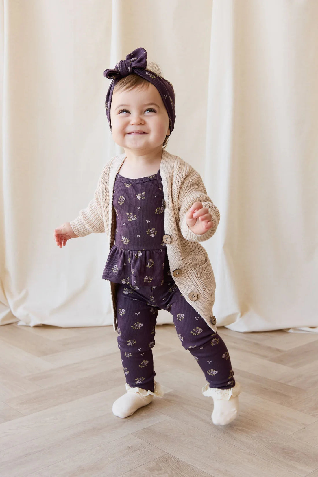 Jamie Kay - Organic Cotton Fine Rib Bodysuit & Legging Set - Simone Huckleberry
