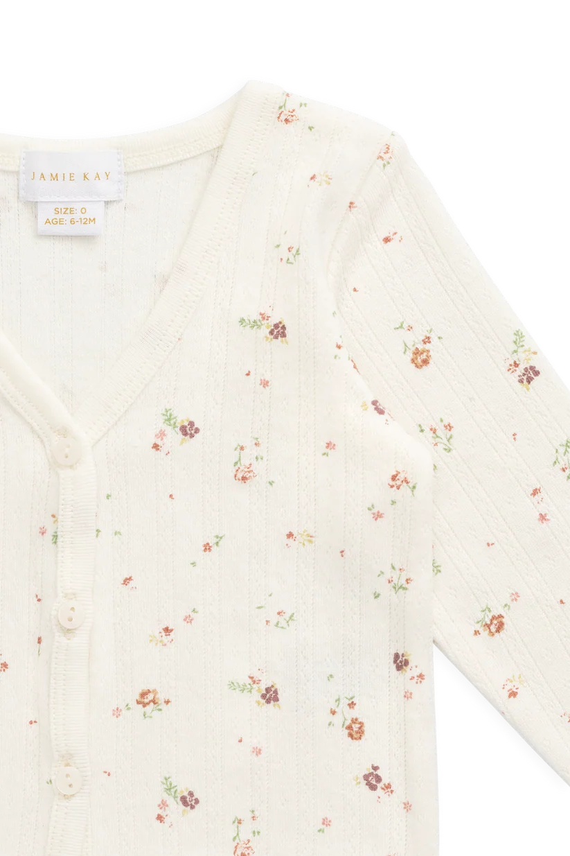 Jamie Kay - Organic Cotton Pointelle Carine Cardigan - Eloise Egret