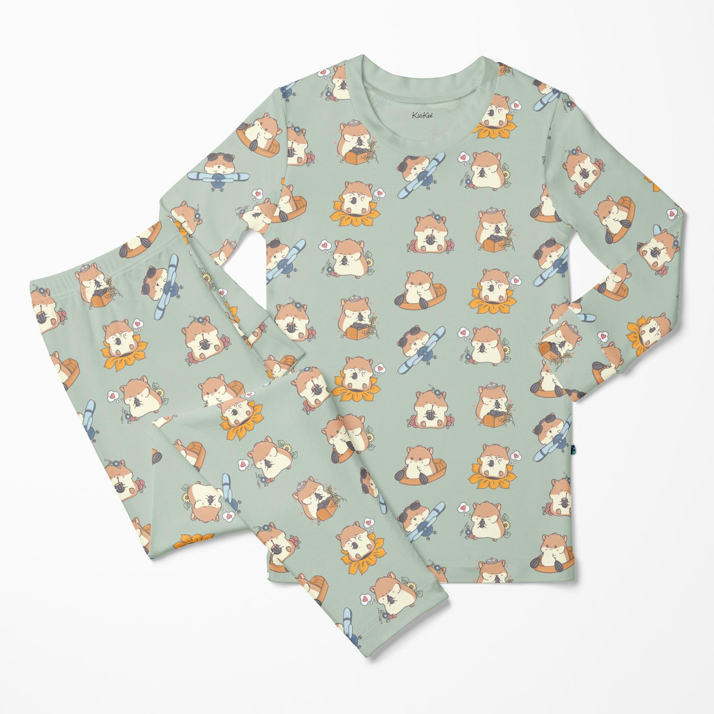 KicKee Pants - Aloe Hamster Antics Long Sleeve Pajama Set