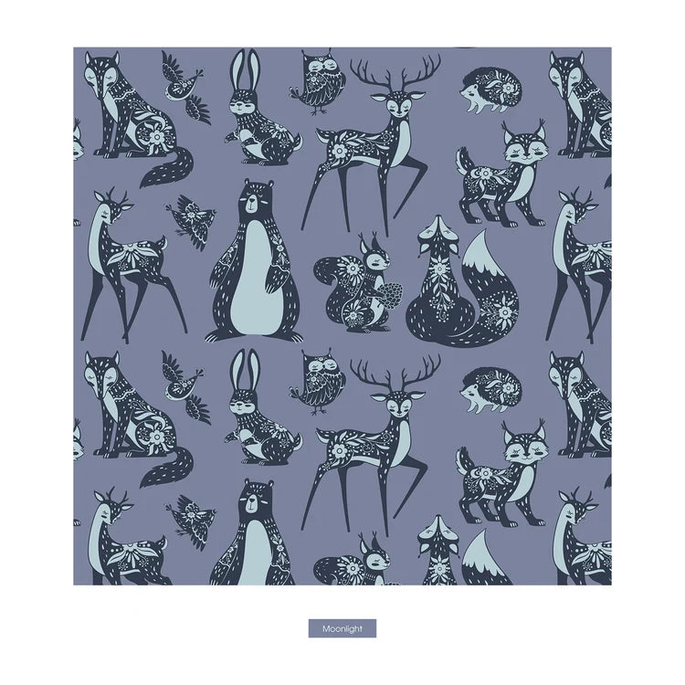 KicKee Pants - Print Footie with 2 Way Zipper in Moonlight Scandinavian Animals