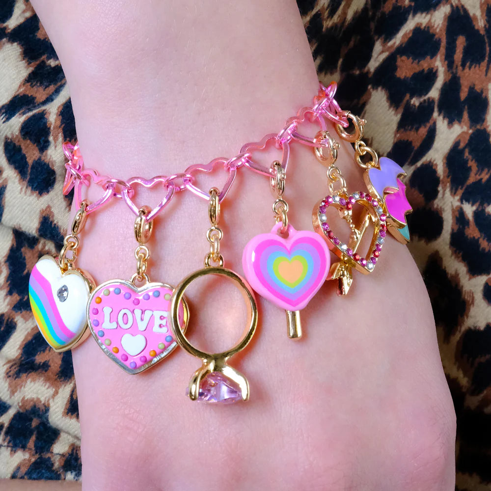 High IntenCity - Charm It! Pink Heart Chain Bracelet