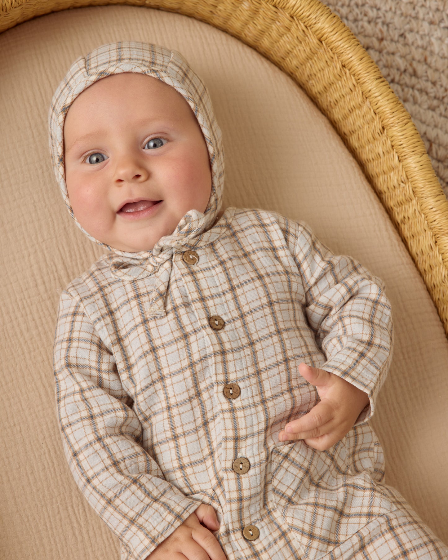 Quincy Mae - Pocketed Woven Jumpsuit || Blue Plaid