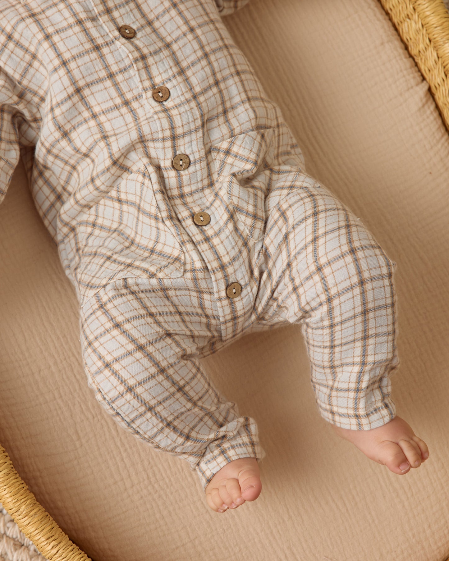 Quincy Mae - Pocketed Woven Jumpsuit || Blue Plaid