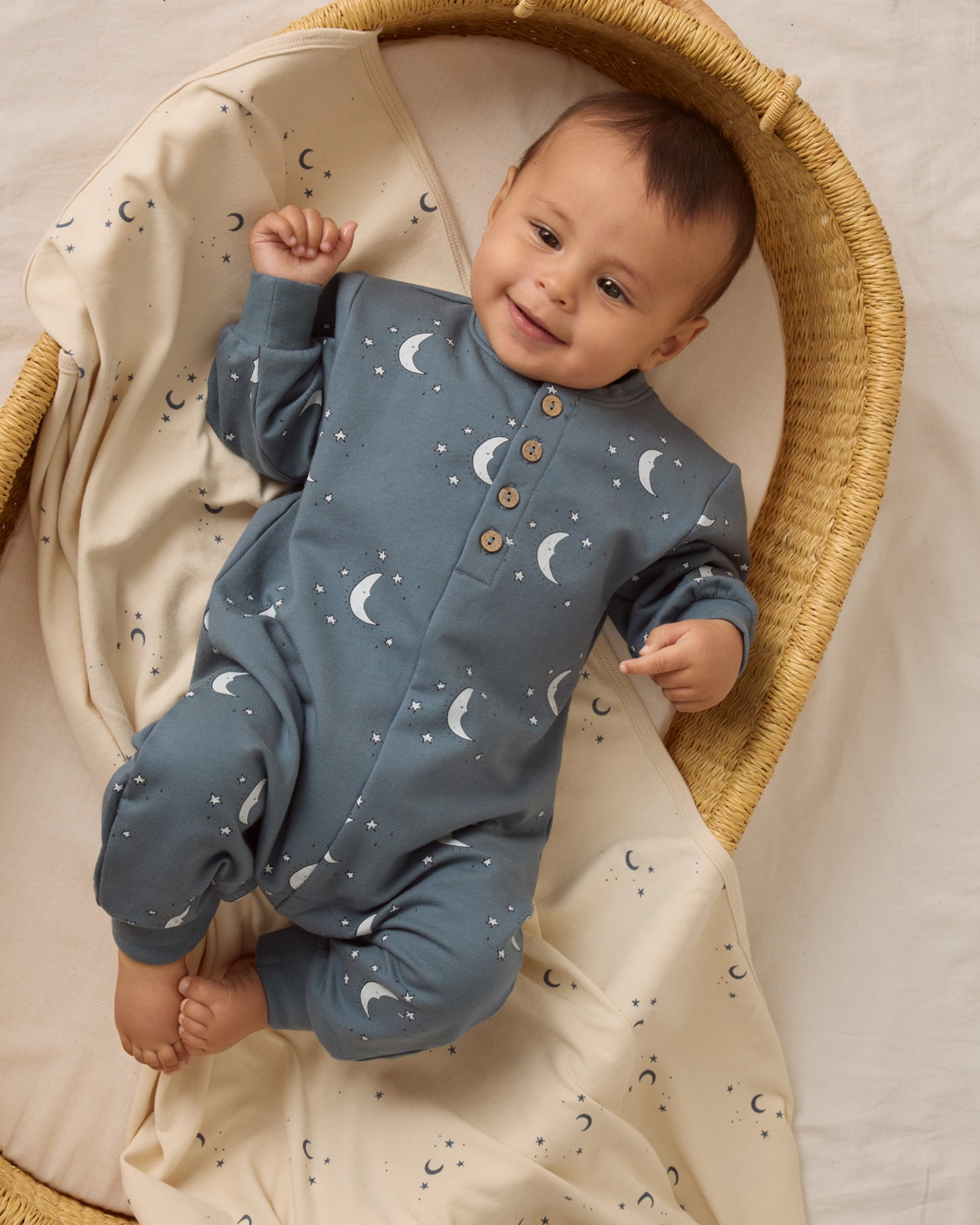 Quincy Mae - Relaxed Fleece Jumpsuit - Silver Moons